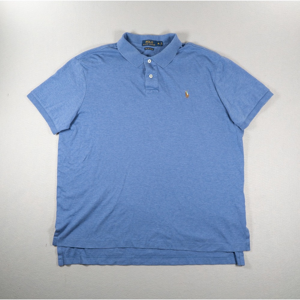 Polo Ralph Lauren Mens XL Pima Soft Touch Polo Shirt Blue Heather Short Sleeve